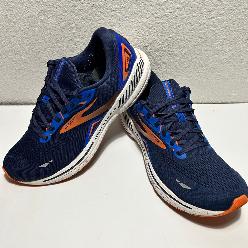 Brooks Adrenaline GTS 23 Mens Running Shoes Navy Blue Orange 1103911D438 Size 11